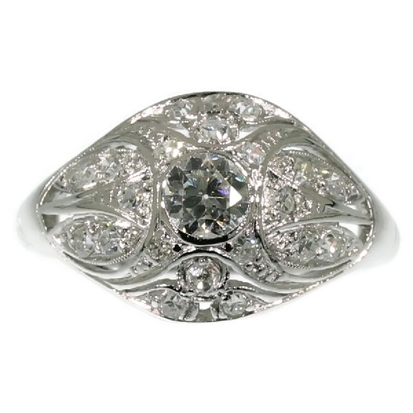 Diamonds covered low domed platinum estate ring early 20th century (image 2 of 16)